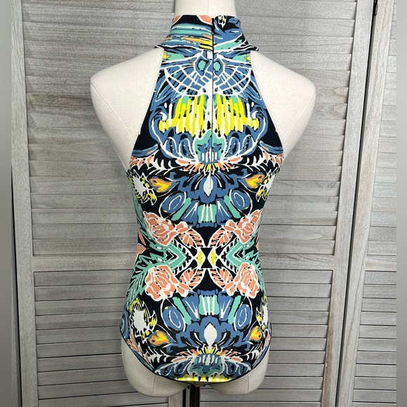 FREE PEOPLE (Intimately) Tucker High Neck Printed Bodysuit-XS - Picture 2 of 2